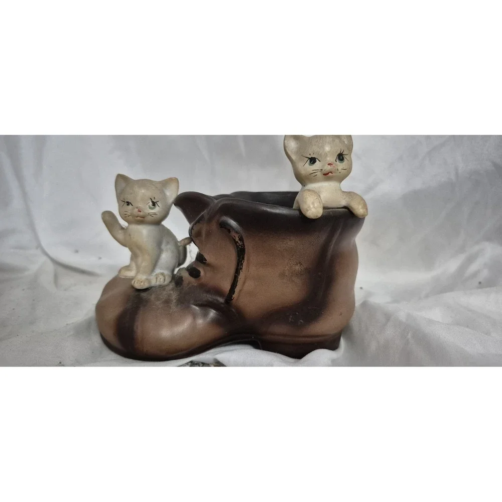 Vintage Cat Figurine Lot | Cats in Shoe + Cute Kitty Decor